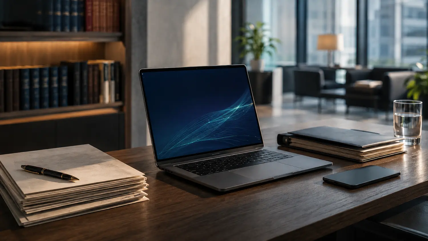 Legal documents and a laptop representing practical law-firm cybersecurity guidance