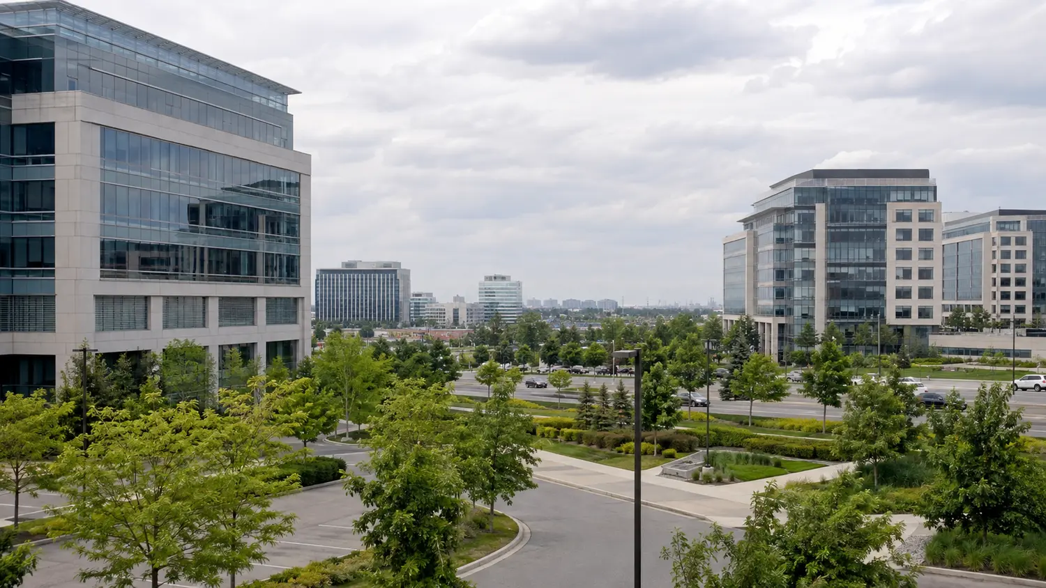 Contemporary business district in Vaughan, Ontario