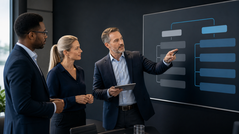Business leaders reviewing managed IT and co-managed IT support options