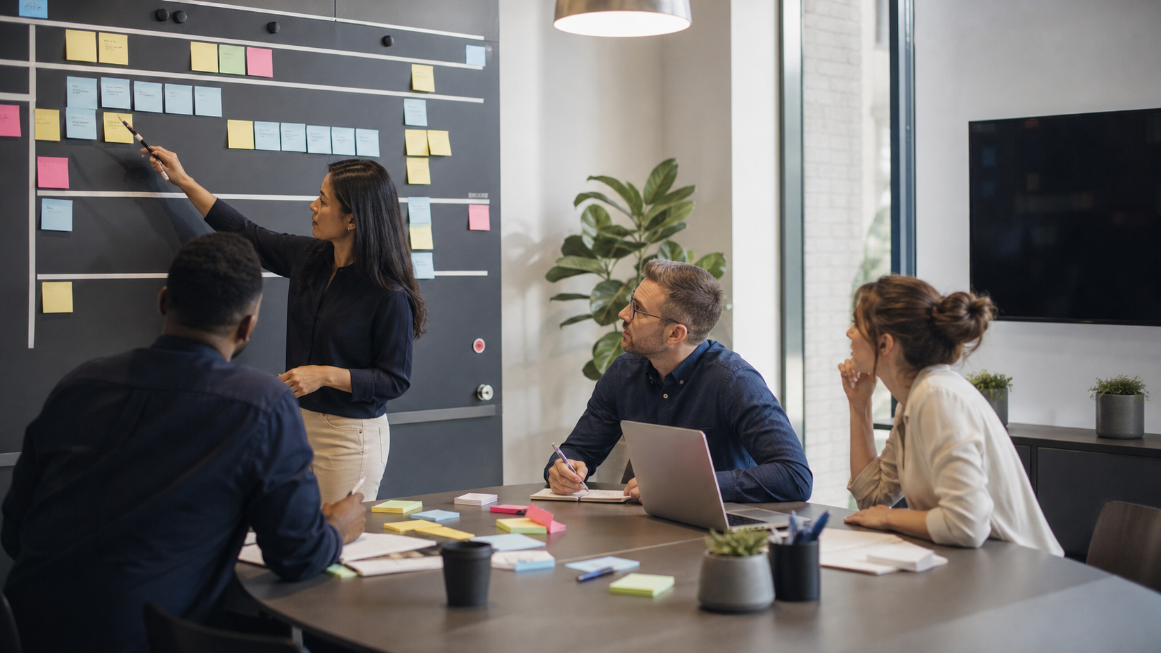 Business and IT team prioritizing a technology project roadmap