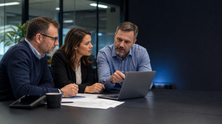 Internal IT team and managed services consultant planning support together